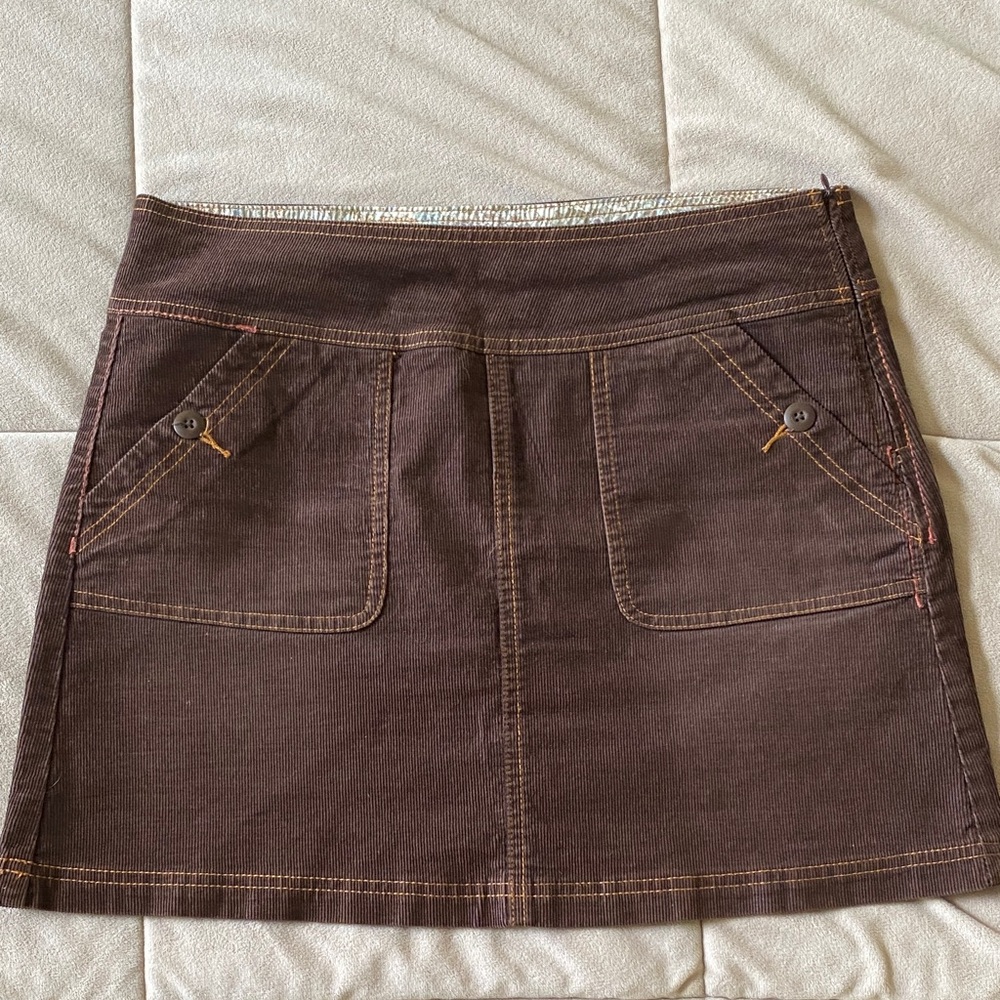 Prana Brown Corduroy Mini Skirt